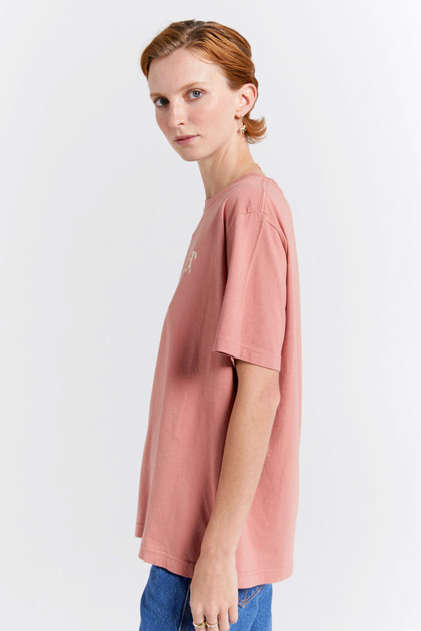 Karen Walker Embroidered Runaway Girl Classic Organic Cotton T-Shirt Rose