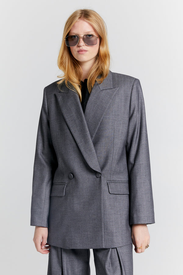 Karen Walker Escapade Double Breasted Jacket Charcoal