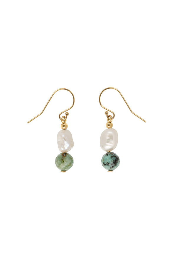 Karen Walker Everyday Hook Pearl And Turquoise Earrings