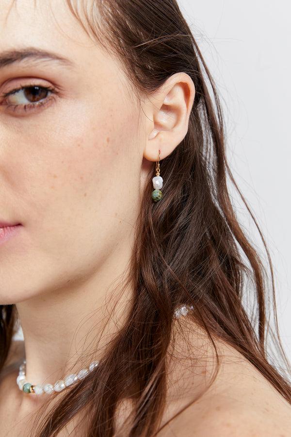 Karen Walker Everyday Hook Pearl And Turquoise Earrings