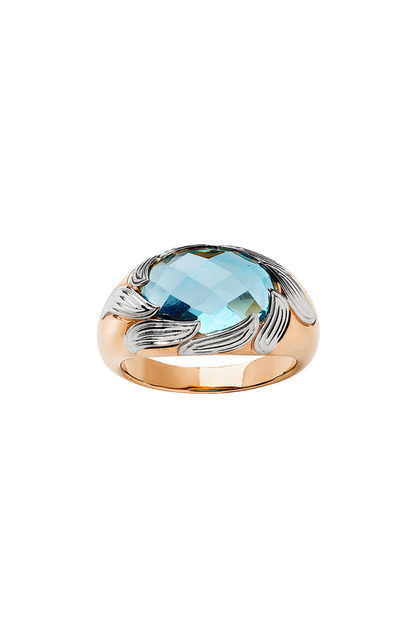 karen walker Flame Cocktail Ring Rose Gold & Blue Topaz