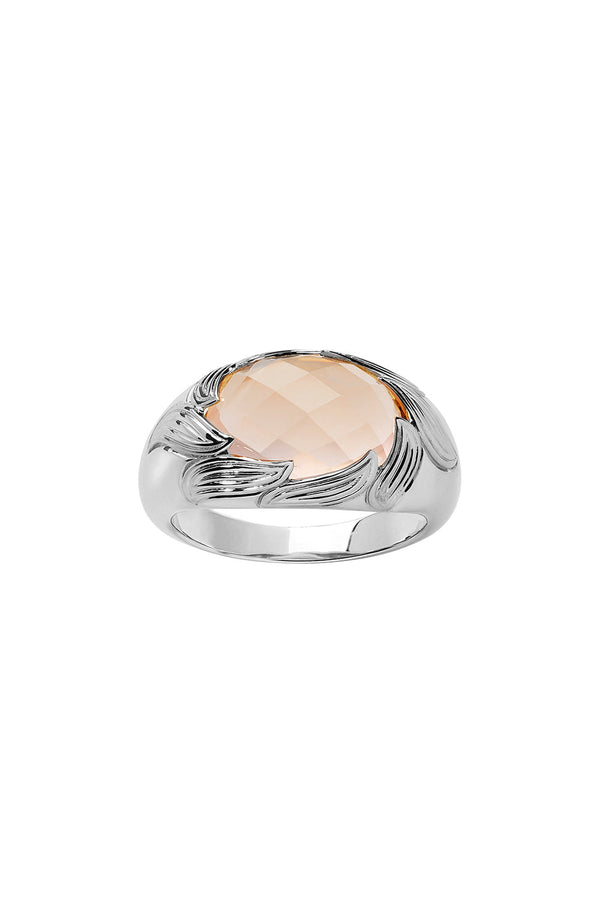 karen walker Flame Cocktail Ring Silver & Rose Quartz