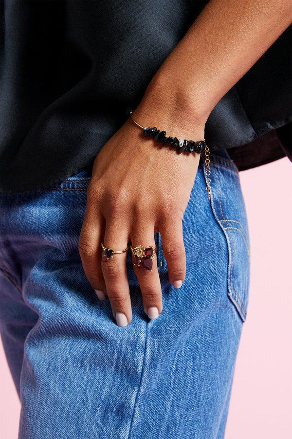 Karen Walker Gemstone Chip Bracelet With Gold-Filled Bar