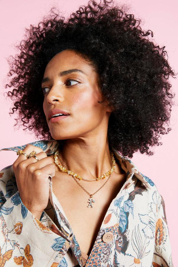 Karen Walker Gemstone Chip Necklace With Gold-Filled Bar