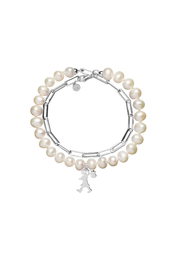 Karen Walker Girl With All The Pearls And Chain Bracelet Silver