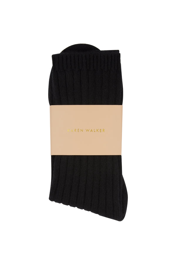 Karen Walker 100% Cashmere Rib Socks Black