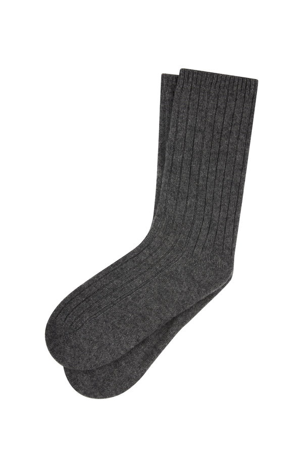 Karen Walker 100% Cashmere Rib Socks Charcoal Marle