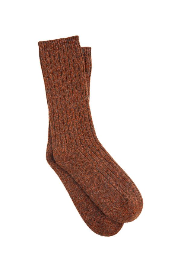 Karen Walker 100% Cashmere Rib Socks Chestnut Marle