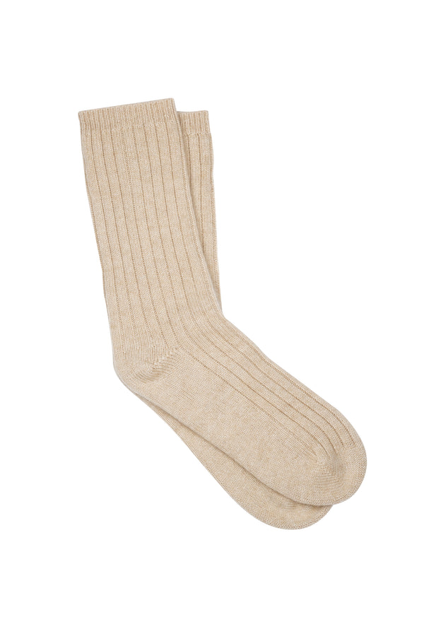 Karen Walker 100% Cashmere Rib Socks Stone Marle