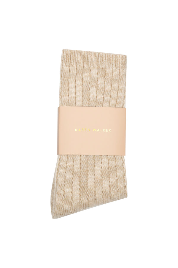 Karen Walker 100% Cashmere Rib Socks Stone Marle