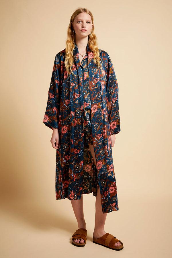 Karen Walker 60s Floral Robe Chocolate