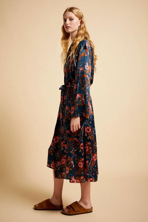 Karen Walker 60s Floral Robe Chocolate