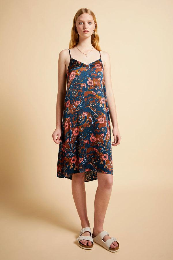 Karen Walker 60s Floral Slip Nightie Chocolate