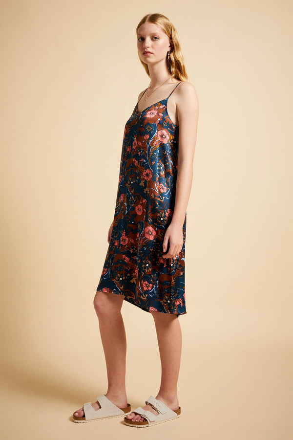 Karen Walker 60s Floral Slip Nightie Chocolate
