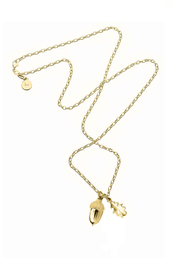 Karen Walker Acorn & Leaf Necklace Gold-Plated