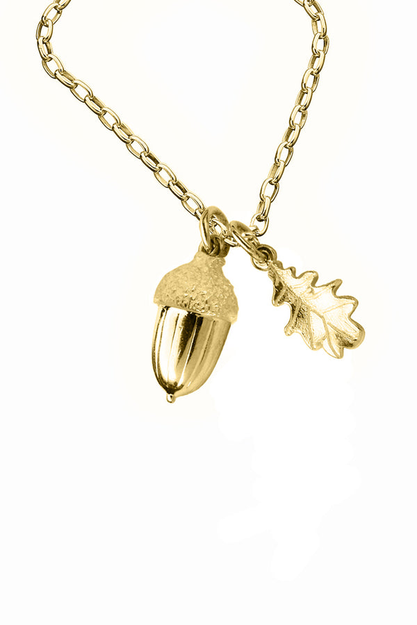Karen Walker Acorn & Leaf Pendant Gold