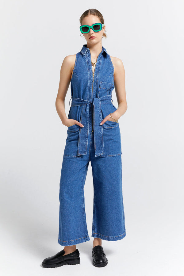 Karen Walker Aeronautical Jumpsuit Washed Denim