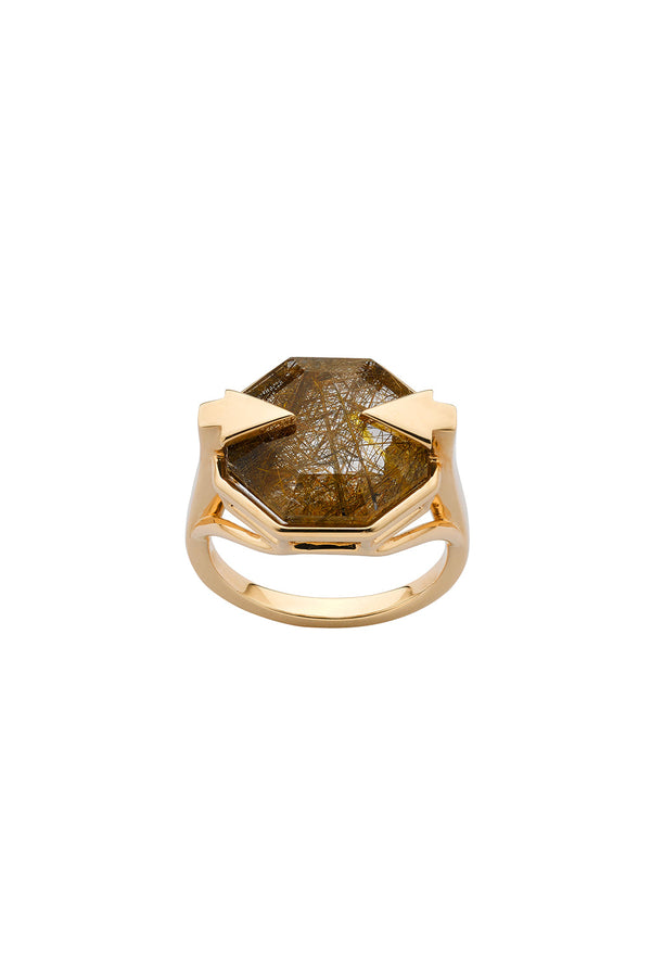Karen Walker Astrid Ring Rutilated Quartz Gold