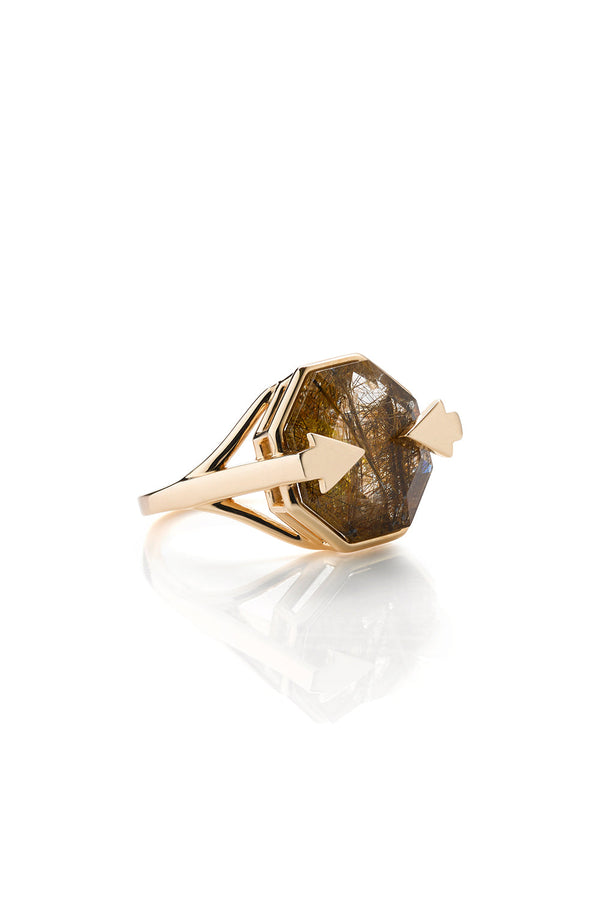 Karen Walker Astrid Ring Rutilated Quartz Gold
