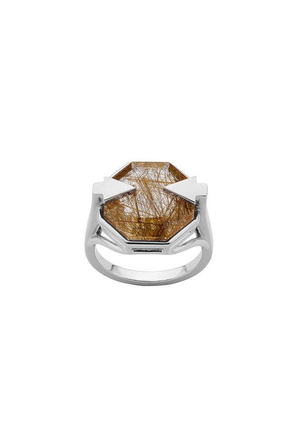 karen walker Astrid Ring Rutilated Quartz Silver