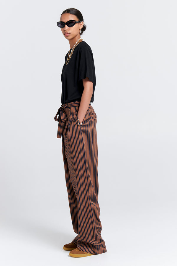 Karen Walker Avenue Pant Brown Multi Stripe