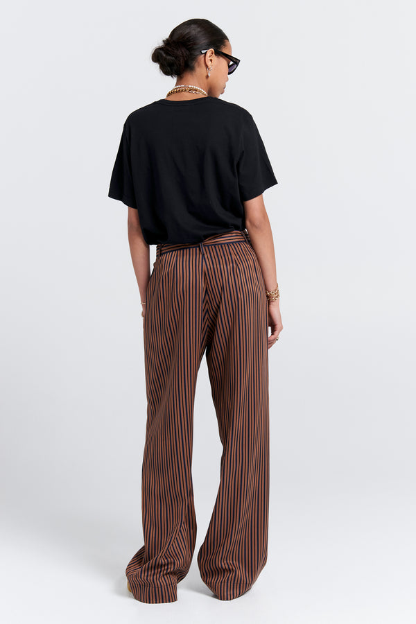 Karen Walker Avenue Pant Brown Multi Stripe