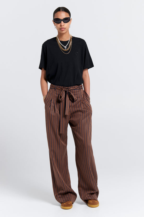 karen walker Avenue Pant Brown Multi Stripe