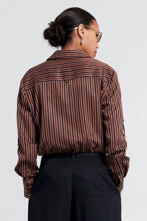 Karen Walker Avenue Shirt Brown Multi Stripe