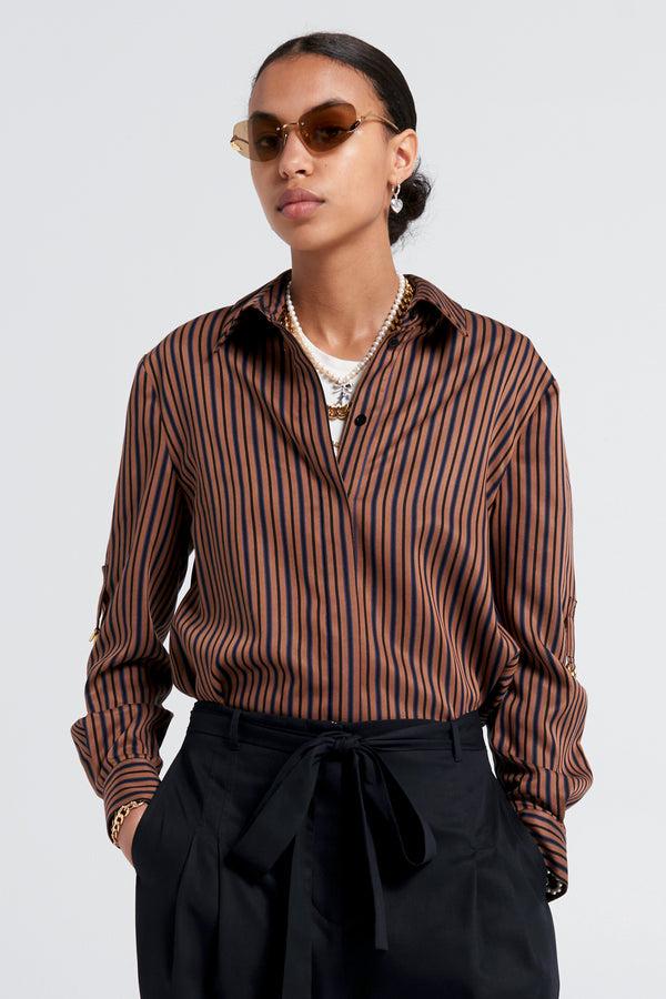 karen walker Avenue Shirt Brown Multi Stripe