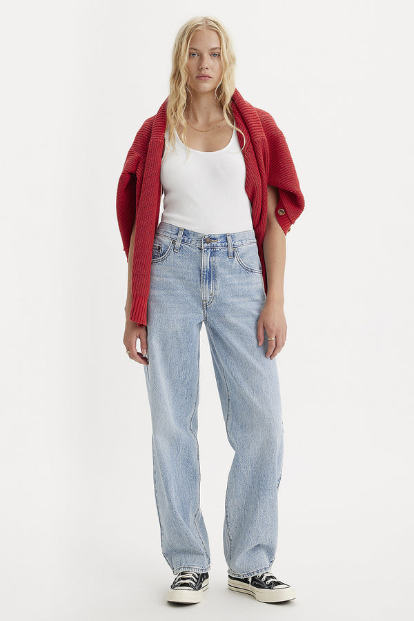 karen walker Baggy Dad Jeans Fan Flare Light Wash