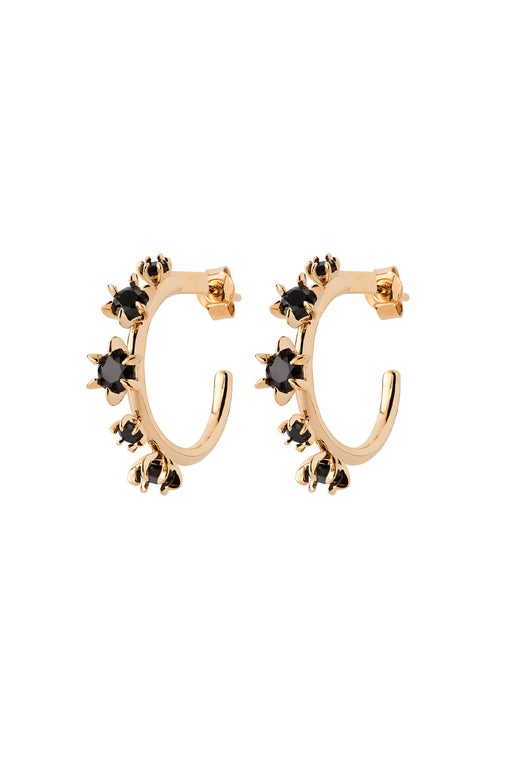 Karen Walker Baroque Earrings Gold-Plated Onyx