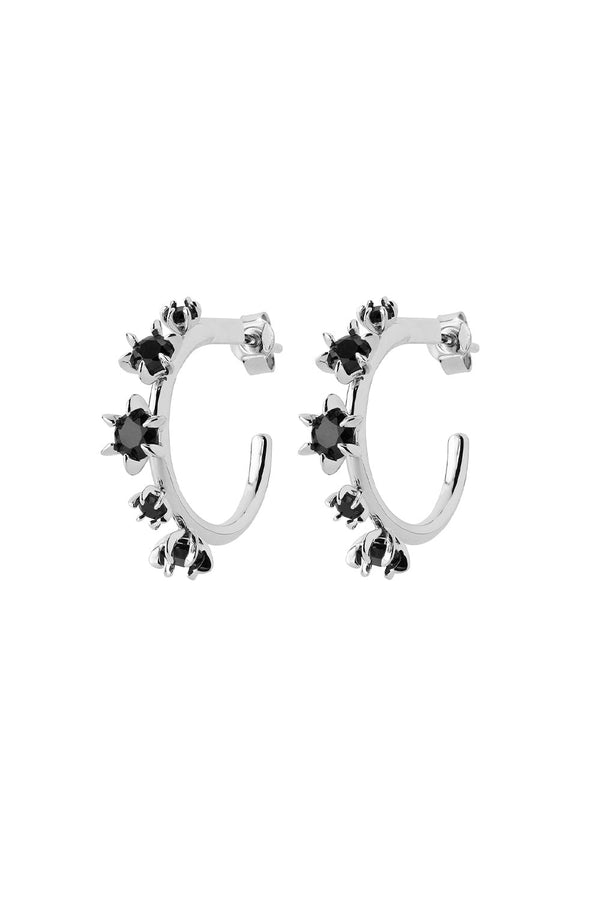 Karen Walker Baroque Earrings Silver Onyx