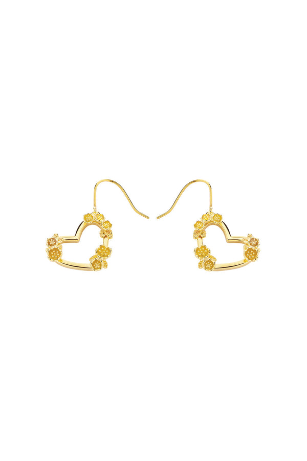 Karen Walker Botanical Heart Earrings Gold