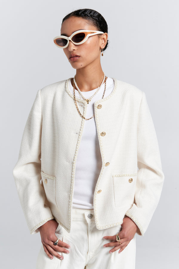 Karen Walker Bouclé Jacket Cream