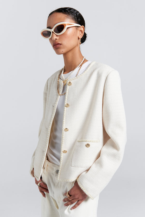 Karen Walker Bouclé Jacket Cream