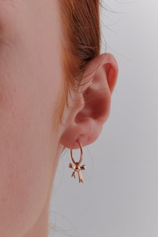 karen walker Bow Hoop Earrings Rose Gold