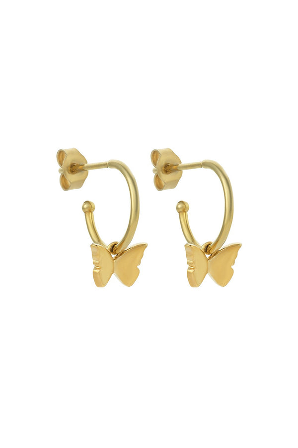 Karen Walker Butterfly Hoop Earrings Gold