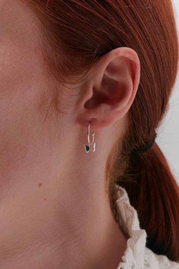 Karen Walker Butterfly Hoop Earrings Silver