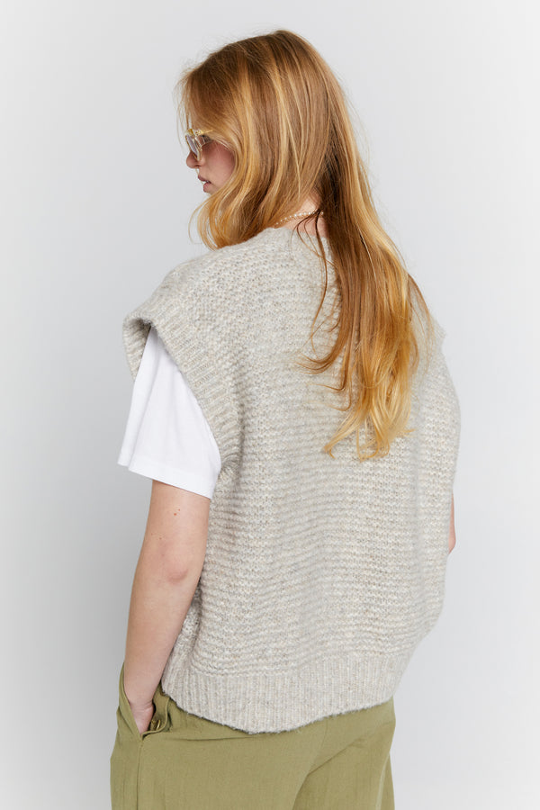 Karen Walker Cable Knit Button Up Vest Driftwood