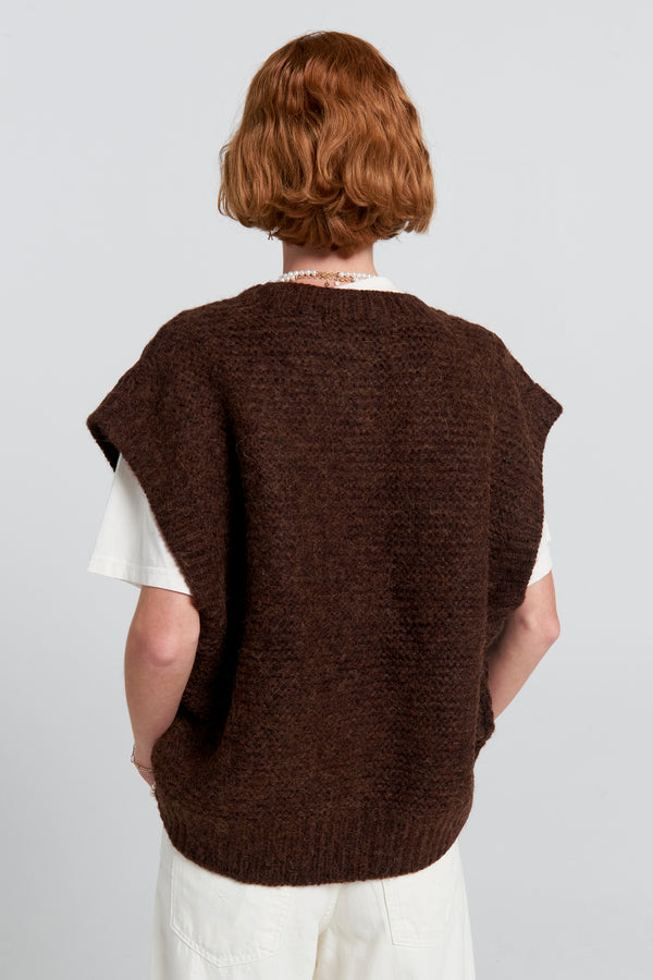 Karen Walker Cable Knit V Neck Sweater Port