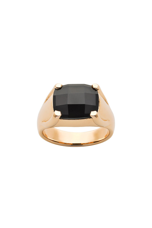 karen walker Chequerboard Ring 12 x 10mm Gold & Onyx