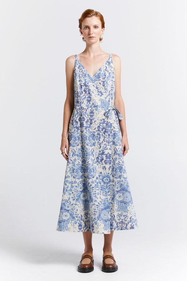 Karen Walker Cherished Wrap Dress Natural/Blue