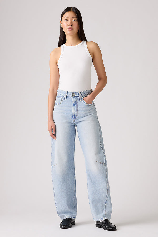 karen walker Cinch Barrel Jeans Abraided Art Blue