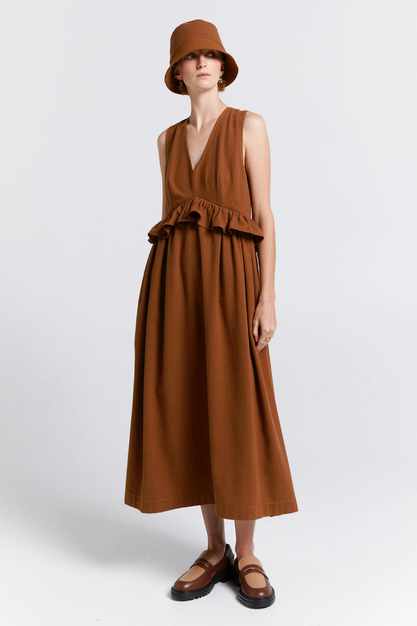Karen Walker Cordyline Dress Chestnut