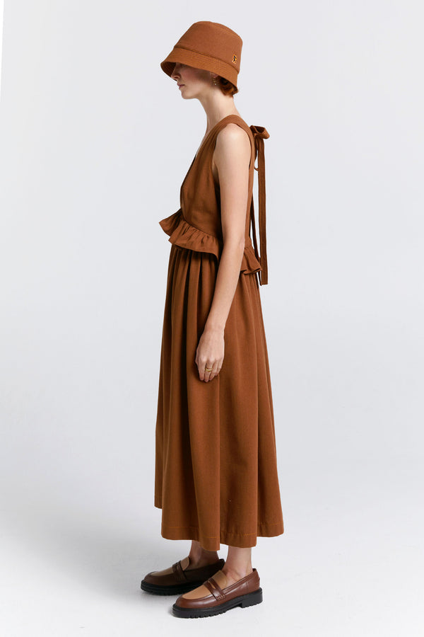 Karen Walker Cordyline Dress Chestnut
