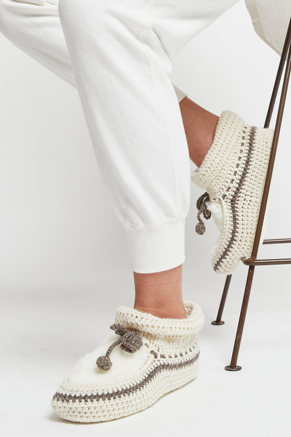 karen walker Crochet Slipper Cream