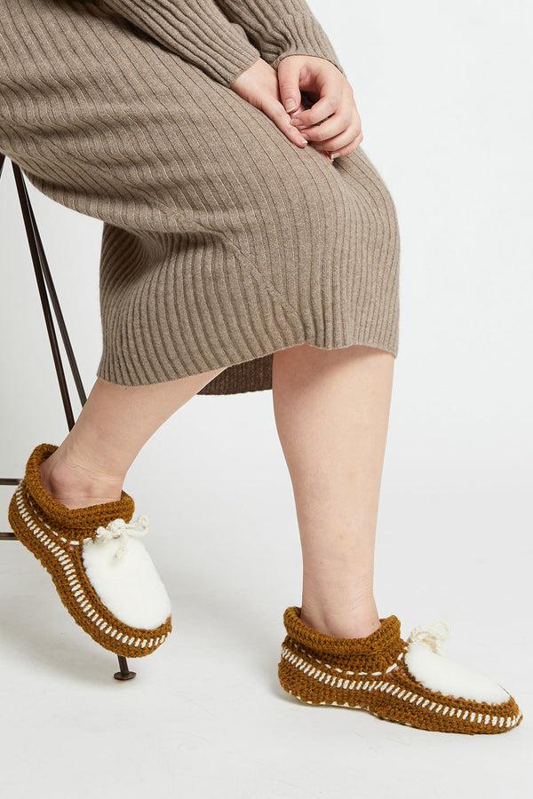 Karen Walker Crochet Slipper Mustard