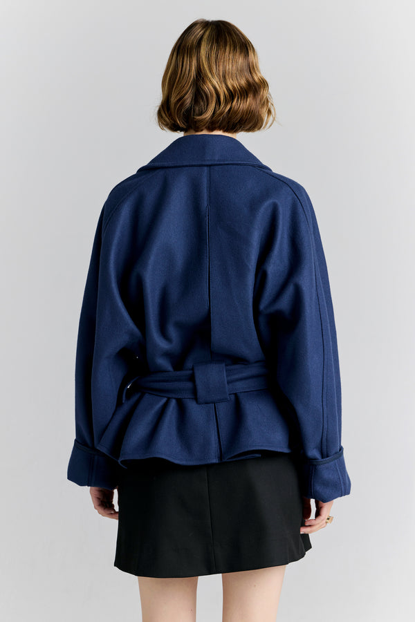 Karen Walker Cropped Underground Coat Navy