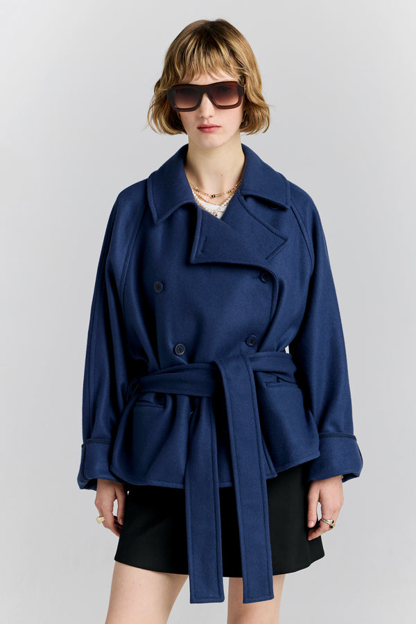 karen walker Cropped Underground Coat Navy