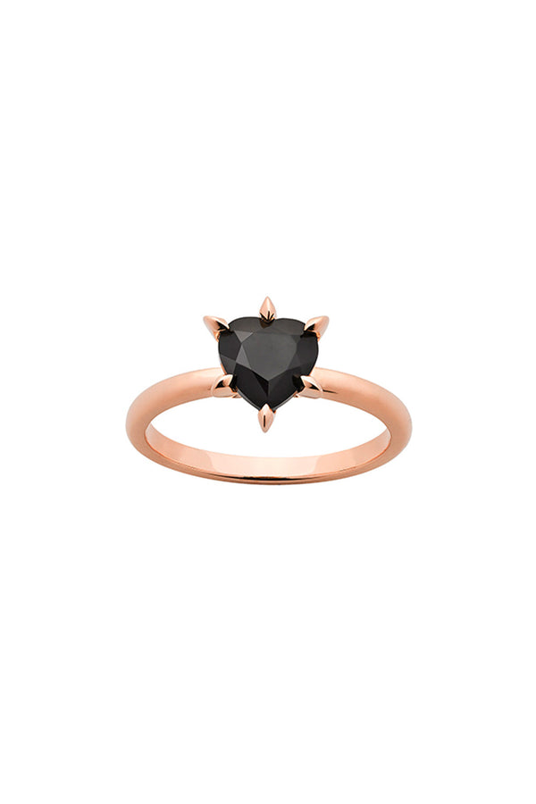 Karen Walker Cupid's Heart Ring Rose Gold Onyx